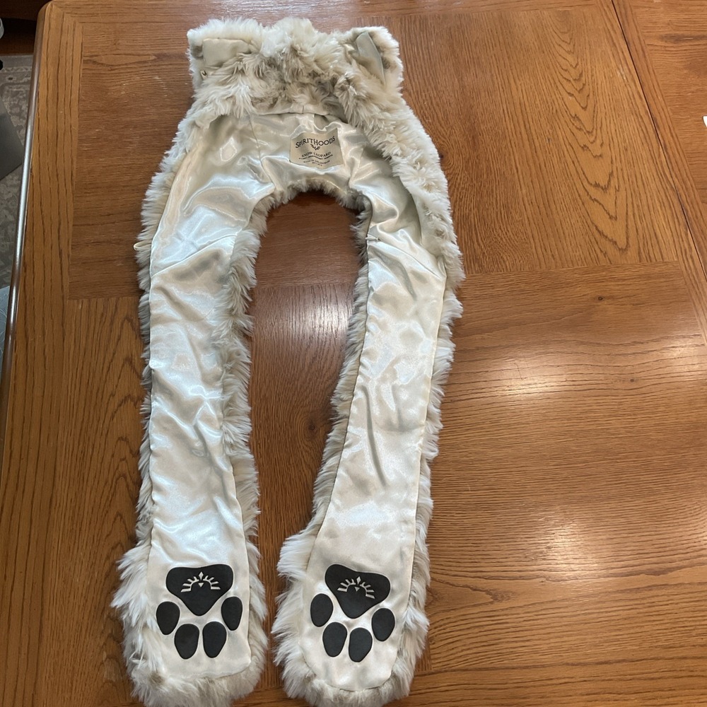 SpiritHoods Snow Leopard Faux Fur Hood - Great Condition - Silky Liner
